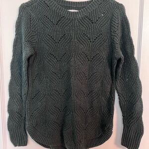 Sonoma Green Crew Neck Sweater with Ribbed Texture